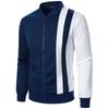 Spring Autumn Men Sweater Cardigan Patchwork Color Stand Collar Male Casual Zipper Knitted Warm Sweater Coat