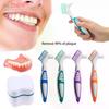 2Pcs Travel Denture Cleaning Tooth Brush With Soaking Storage Box Dentures Container For Teeth Oral Care