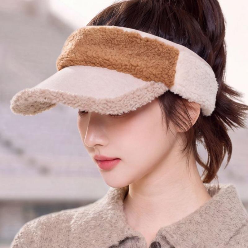 Winter tide lamb wool cap versatile casual warm baseball cap outdoor running high ponytail empty top hat