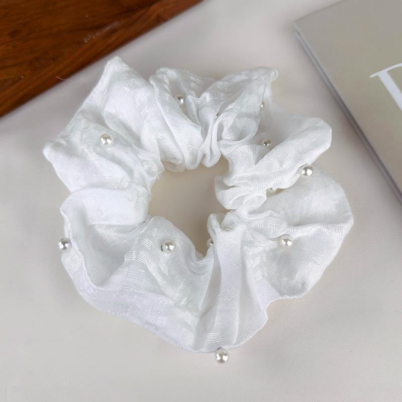 Retro Perlen Haargummis Sommer Sanft Einfarbig Haarband Stirnband für Frauen Mädchen Elegant Elastisch Zopf Haarseil