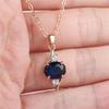 Oval Stone Blue Zircon Pendant Necklaces for Women Vintage Champagne Gold Color Chain Necklace Wedding Jewelry Accessory