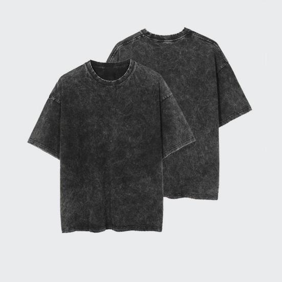 Summer Men T-shirt Round Neck Solid Color Distressed Casual Style Short Sleeve Loose Pullover Daily Wear Youthful Teenager Sport Top