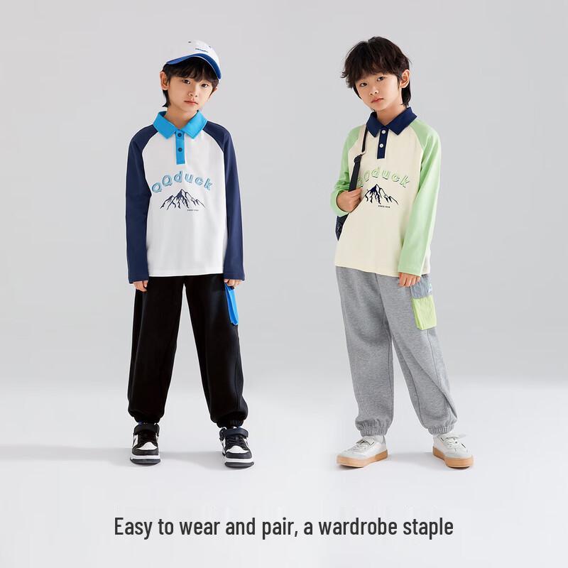 QQ DUCK Kids' Long-Sleeve Polo Shirt