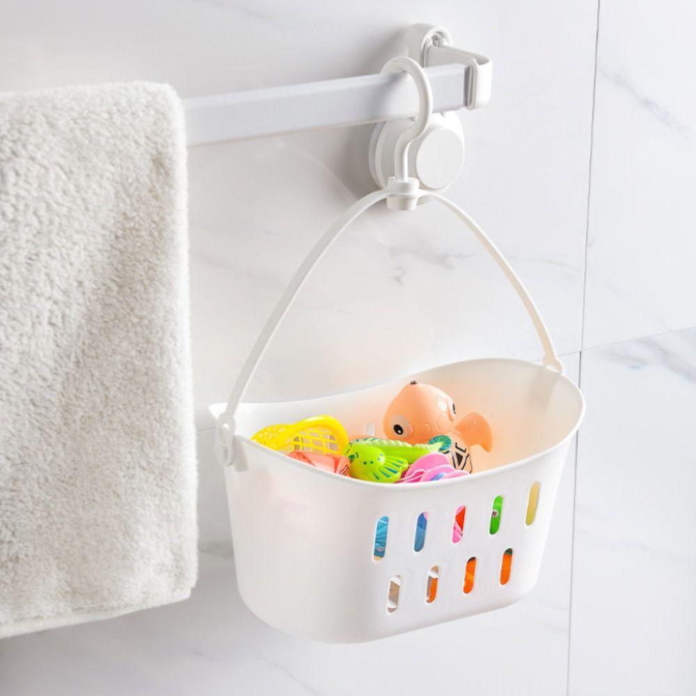 White Shower Storage Basket Hangable Sundries Hanging Basket Portable Sink Holder  Kitchen