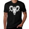 The Ram Skull Tshirt Simple Solid Color Crew Neck Tee