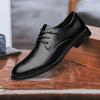 Men's Shoes 2025 Summer New Men's Business Reception Dress Leather Shoes Low-top Plaid Leather Surface Pointed Gentleman Tide Shoes