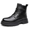 2026 Autumn Winter New Work Boots for Men Fashion Causal Leather Cotton Shoes Male Retro Solid Color Platform Ankle Boots Man