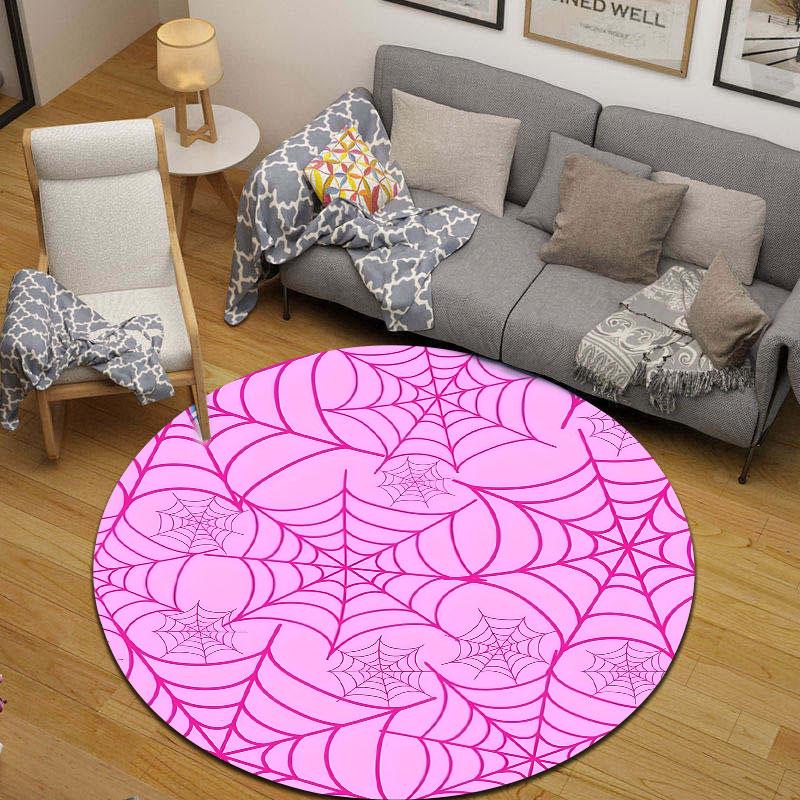 Minimalist Round Floral Multicolor Rug Pad, Non-Slip Floor Mat for Family Room