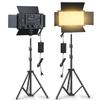 Photo Studio LED 3200K-5600K Video Fill Lamp Light Panel Photography Lighting with Tripod Stand Long Arm EU Plug for Live Stream
