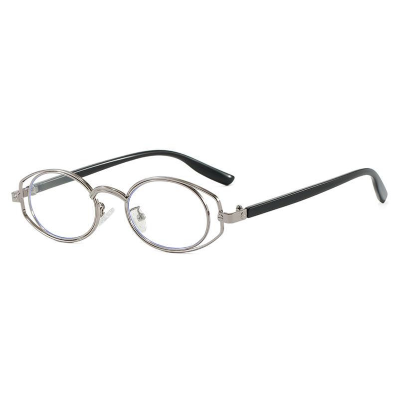Double circle oval glasses frame women's high-end flat glasses fashionable and retro can be equipped with myopia anti-blue light eyes