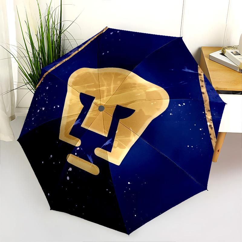 Club Universidad Nacional (Pumas) pattern, automatic folding umbrella, portable and foldable design, 8 ribs, a Christmas or birthday gift.