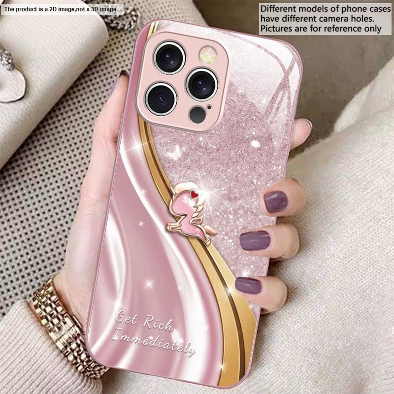 Ein verträumtes lila Einhorn Für iPhone 17 Air 16 E 15 14 13 Plus 12 mini 17 Pro Max 11Pro XR Xs 16E 7 8 11 Gehärtetes Glas Handyhülle