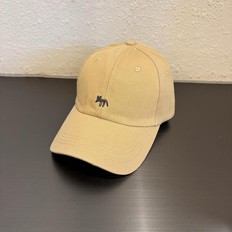 Cute Little Fox Embroidered Baseball Cap for Women's Summer New Wide-brimmed Face Small Sunscreen Sunshade Cap