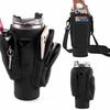 3 Pockets Water Bottle Holder Pouch With Phone Pocket with Keychain & Mountaineering Button Water Cup Bags Adjustable Strap