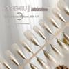 Pre-made Airbrushed Cat Eye Black Butterfly Long Pointed Nail Tips with Golden Feather Design - 30 Pieces