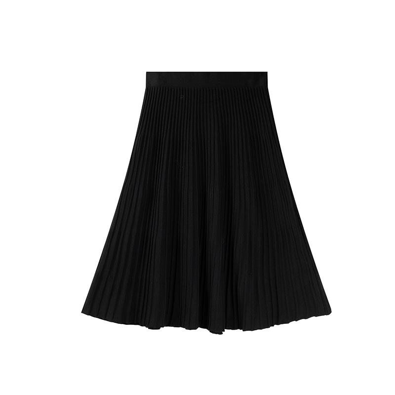 Shuangtian 2025 Plus Size Women s Knit Pleated Long Skirt FT727 2XL