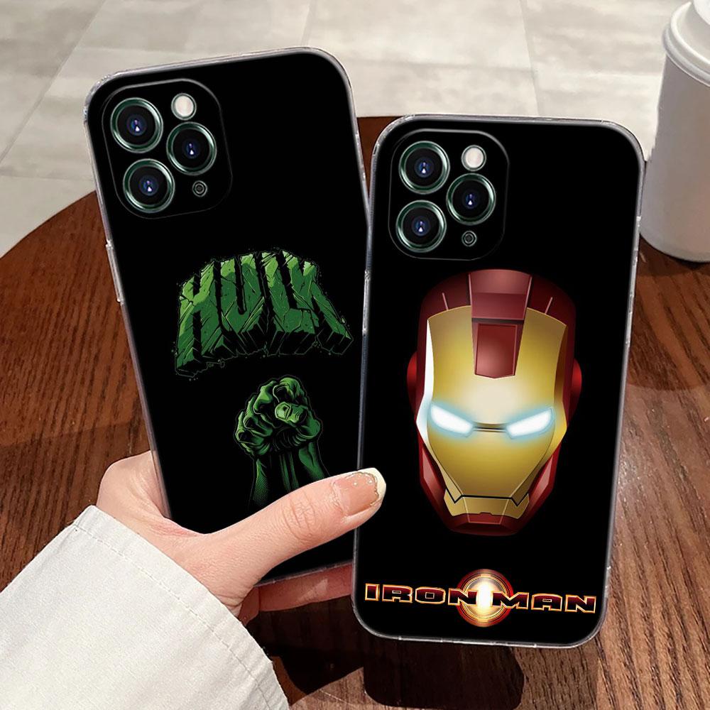 Marvel Cap USA Ironman Hulk Transparent Phone Case For iPhone 17 Pro Max 17E 11 12 13 14 15 16 Pro Max Plus 17 Air 16E 7 X Cover