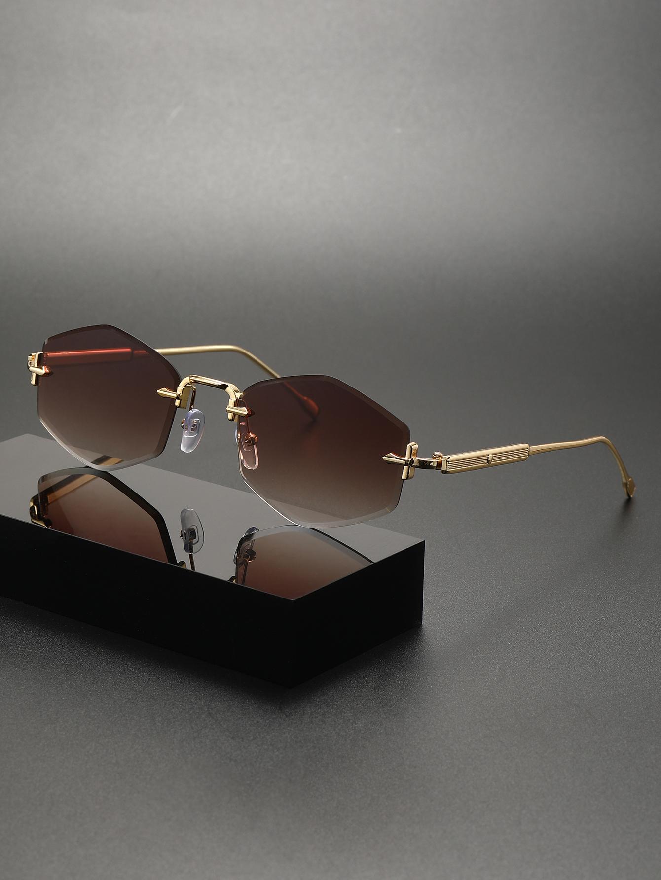 

Geometric Unisex Frameless Glasses with Cross Decoration Unique Arm Design for Daily Use And Driving