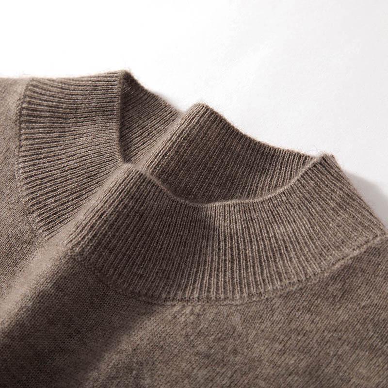 Men's Loose Fit Casmere Knit Half-High Neck Short Sleeve Pullover
