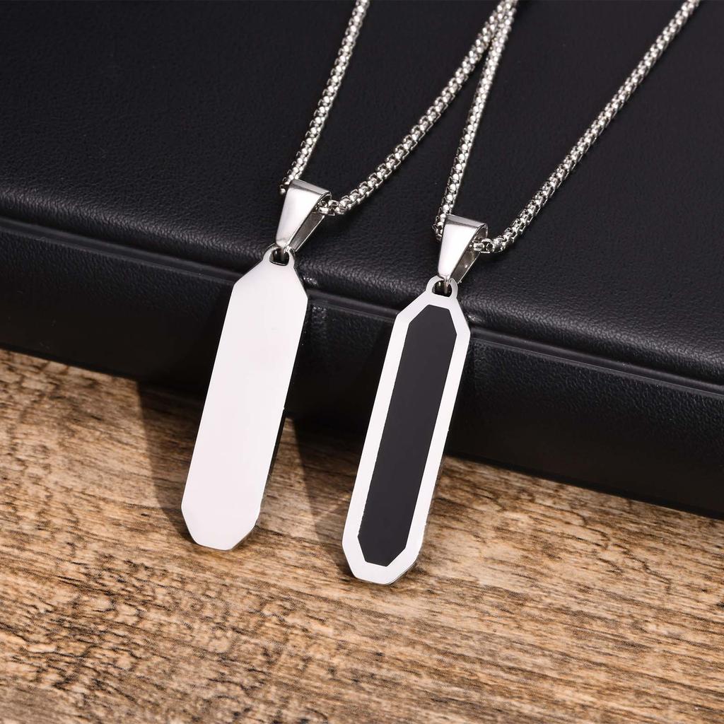 Vnox Casual Black Color Bar Necklaces for Men,Minimalist Stainless Steel Geometric Pendant Collar Gift Jewelry
