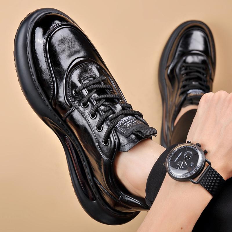 

Модные ретро роскошные туфли из натуральной кожи на платформе для мужчин, осенние повседневные кроссовки с мягкой подошвой, модные спортивные туфли для мужчин 38