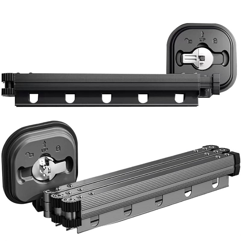 Suction Wall Mount Folding Clothes Drying Rack With Retractable Suction Cup Extension Pole Reusable 3-Fold Clothes Drying Rack