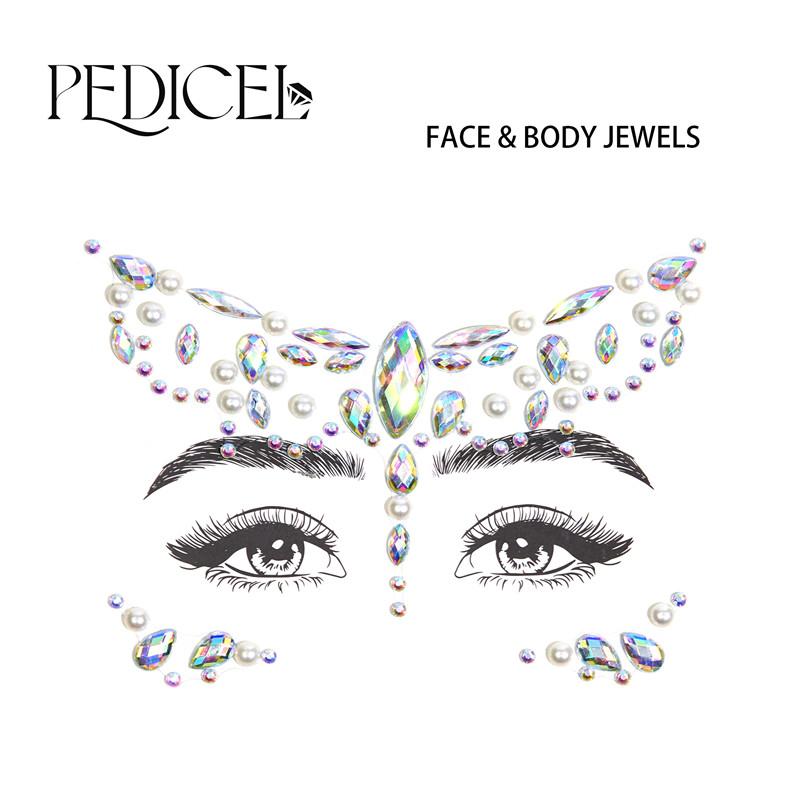 3D Rhinestone Bright Face stickers for festival Glitter Makeup Jewelry Sticker on Face crystals Gems jewels diamonds decoration