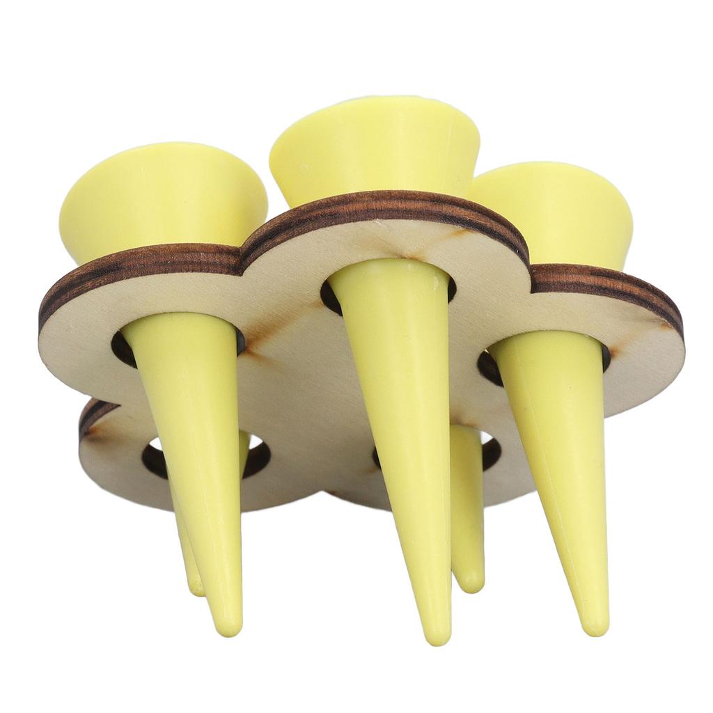 Bee Drinking Cup with Wooden Stand 5 Cups Plastic Water Dispenser Watering Station for Thirsty