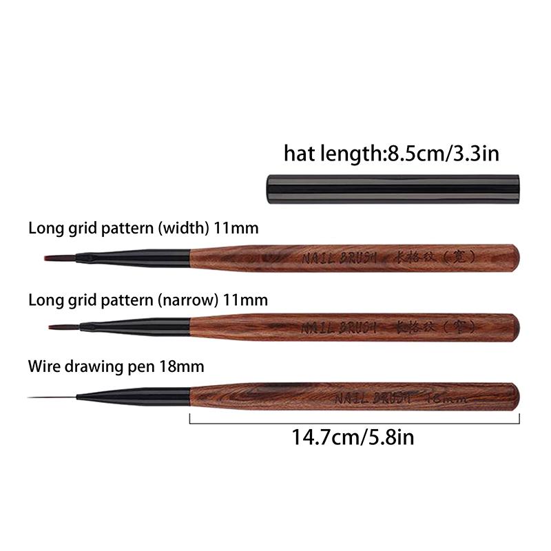Nail Art Liner Brush French Plaid Nail Art Brushes Set Line Grid Pattern Drawing Pen For Diy Uv Gel Extension Painting Supplies