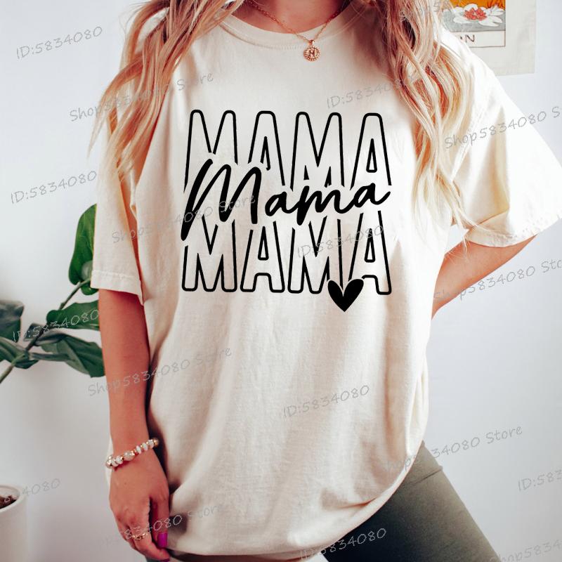 Mothers Day Mama Tshirts Stacked Mama for Ladies Tops Mom Life Short Sleeve Tshirt Crew Neck Gift for Mom Summer Tops Clothes