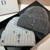 Rabbit Fur Wide Strip Knitted Warm Hat Winter Heavy Industry Water Drop Drill Cross Wool Hat Light Luxury Niche
