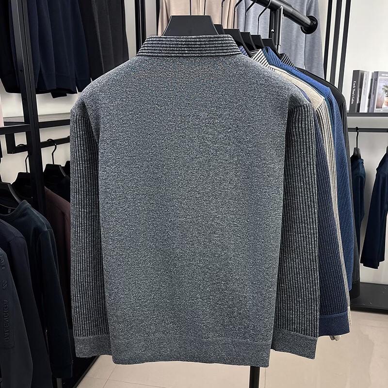 Yalu Men's Fleece-Lined Thermal Knit Sweater with Mock Layer Design