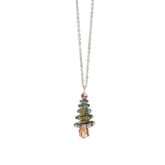 Christmas Tree Crystal Exquisite Necklace for Women Christmas Theme Creative Design Festival New Year Party Jewelry Gifts