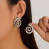 Classic Fashion Gold Plated Overlay Greek Spira Stud Earrings for Women Metal Simple Geometric Circular Earrings Jewelry Gift