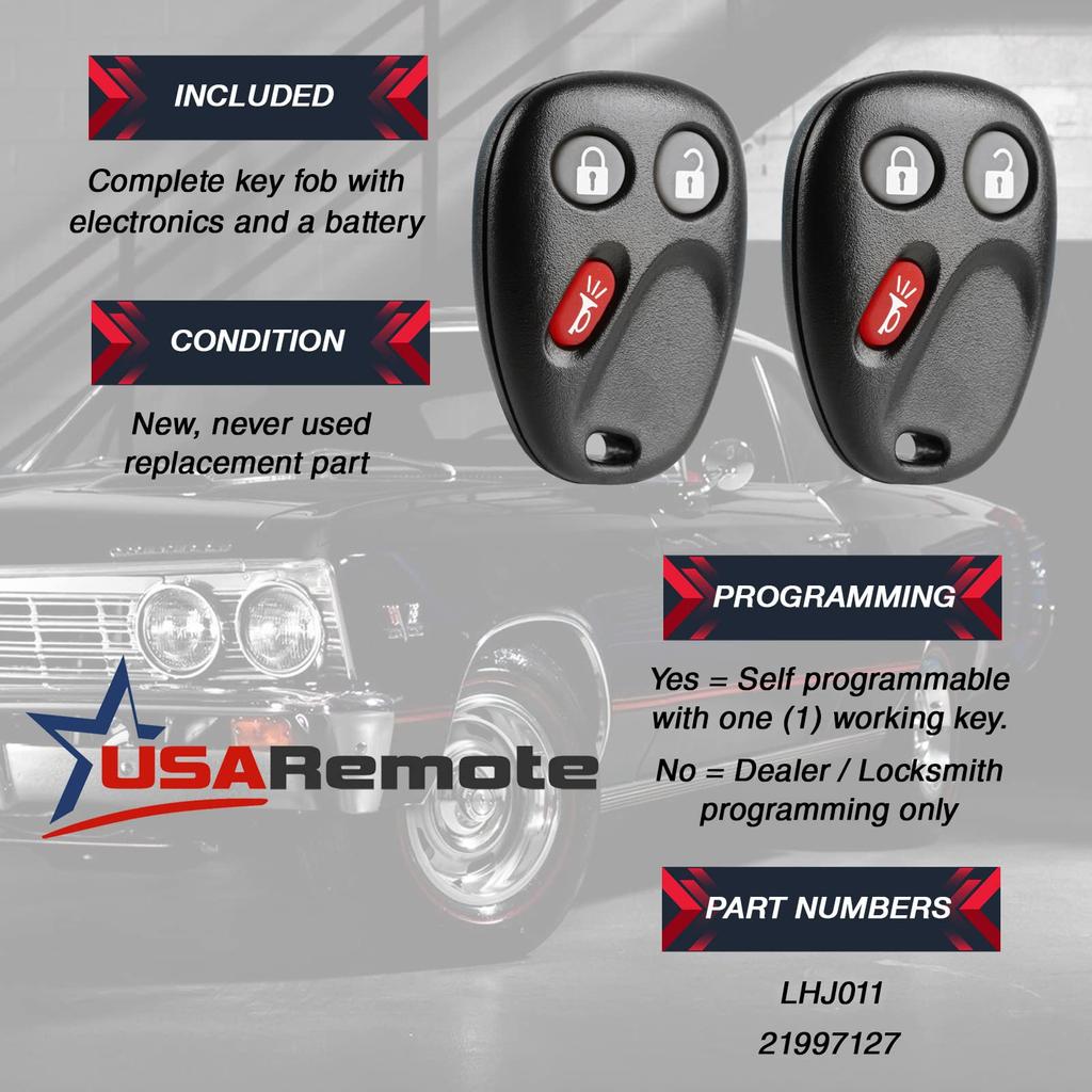Key Fob Keyless Entry Remote with Ignition Key for 2003-2006 Chevrolet Avalanche Equinox Silverado