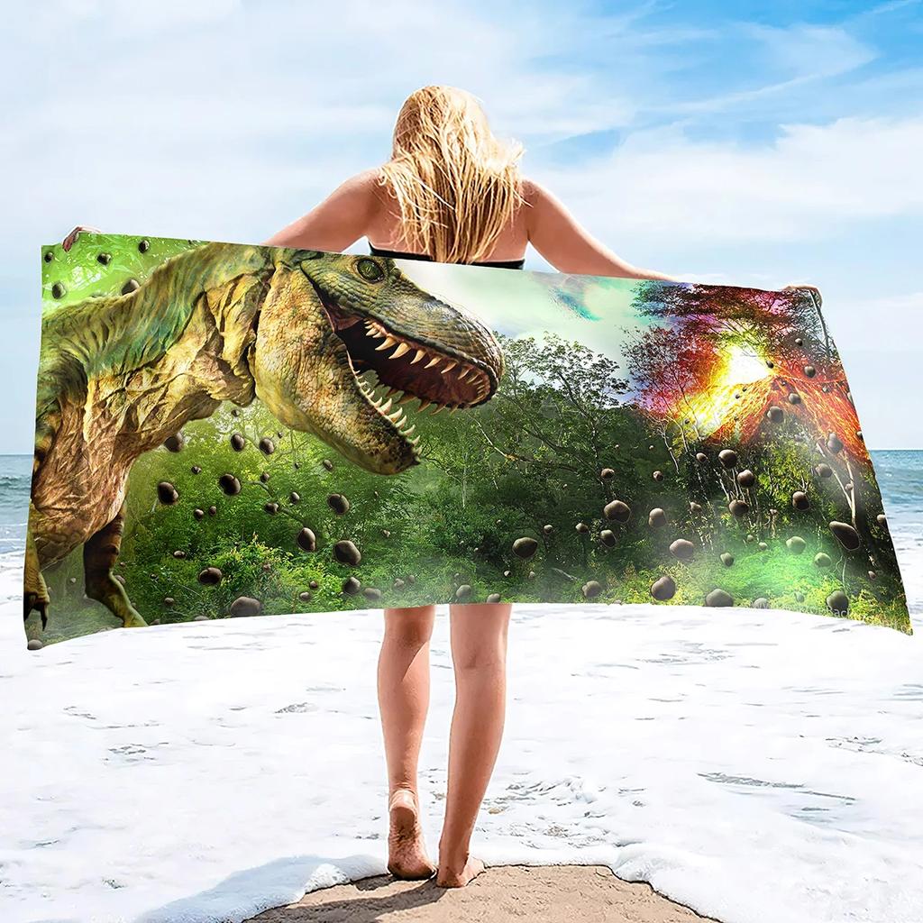 Telo da Spiaggia Dinosauro Asciugamani da Campeggio Acquerello per Ragazzi Bambini Asciugatura Rapida Super Assorbente Morbidissimo Telo da Spiaggia Asciugamano per Piscina