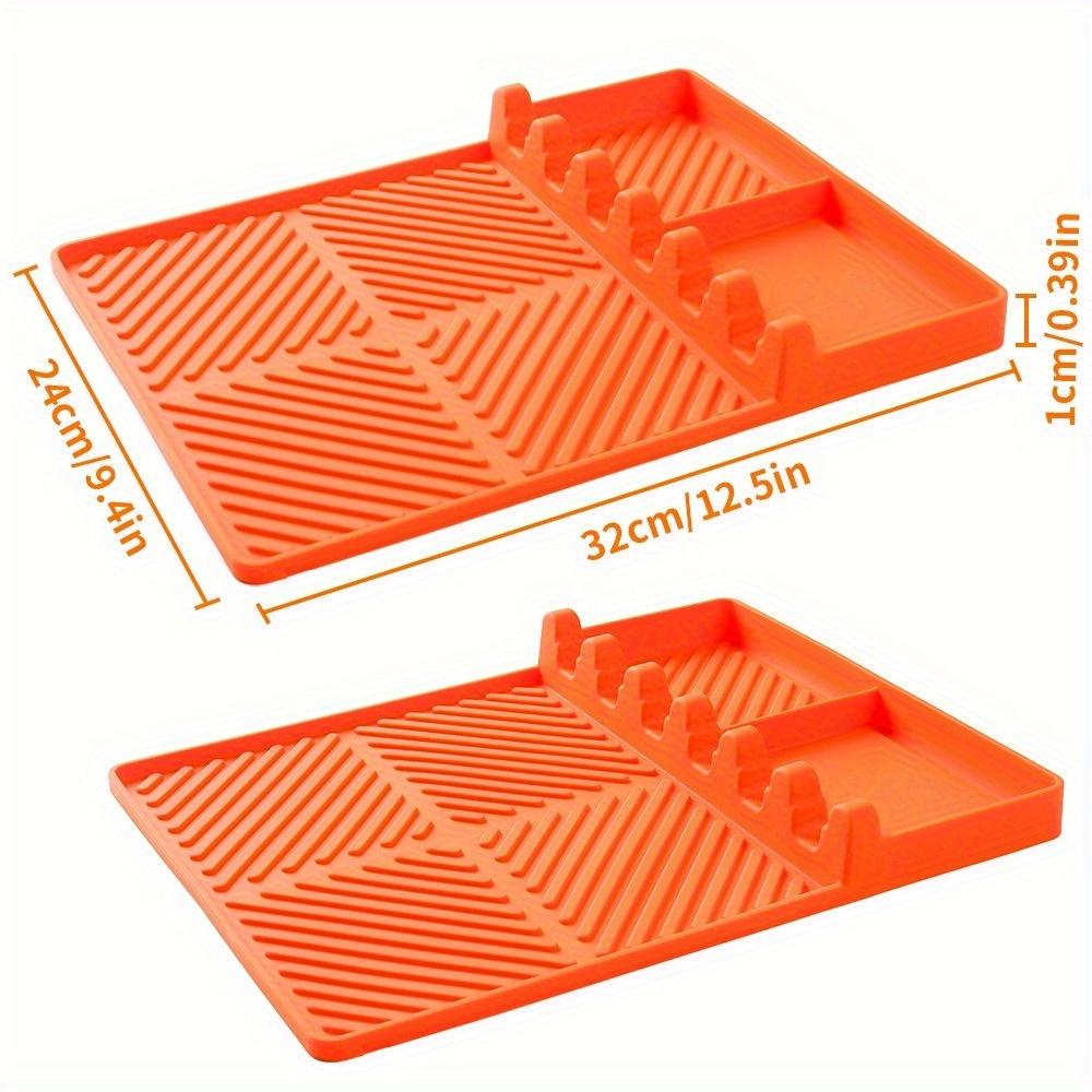 Spatula Holder, and Utensil Organizer Large Silicone Grill Mat - Non-Stick BBQ Grill Pad with Drip Tray