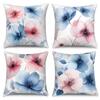 4 Stück Minimalistische Aquarell Rosa Blau Florale Kissenbezüge Pastellblumen Polyester Leinen Kissenhüllen Für Heimdekoration