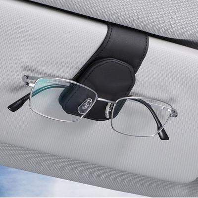1pc Car Auto Sun Visor Eyeglass Hanger Clip Leather Glasses Holder Magnetic Multi-Function Auto Storage Accessories