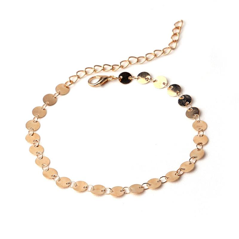 Summer hot-selling fashion women's handmade chain foot decoration, copper handmade disc sequined anklet