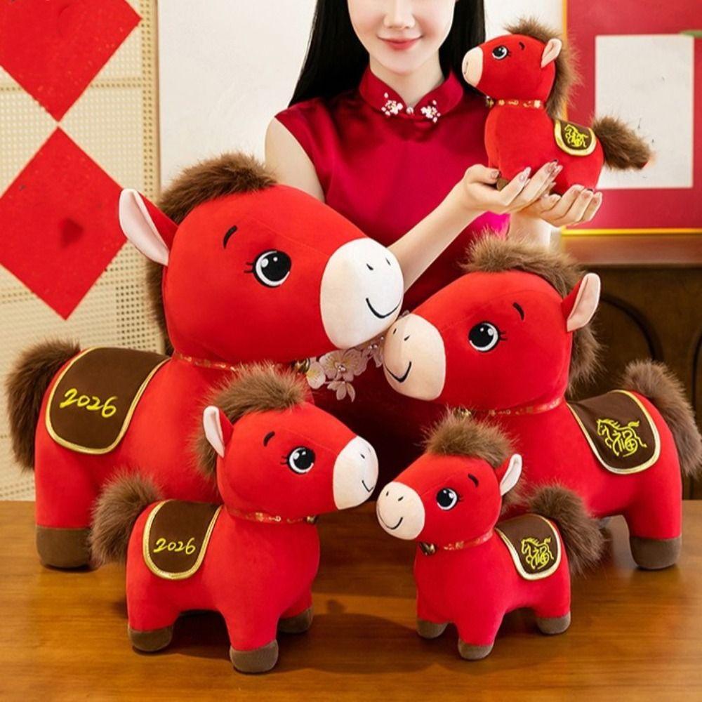 Letter Print Plush Horse Doll 2026 Horse Year Pony Animal Toys  Chinese New Year