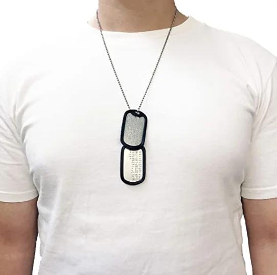 Acciaio Inossidabile Il Distintivo Militare Set da 2 Collane Personalizzabili Stile Esercito con Catena a Pallina Silenziatori Collane Personalizzate