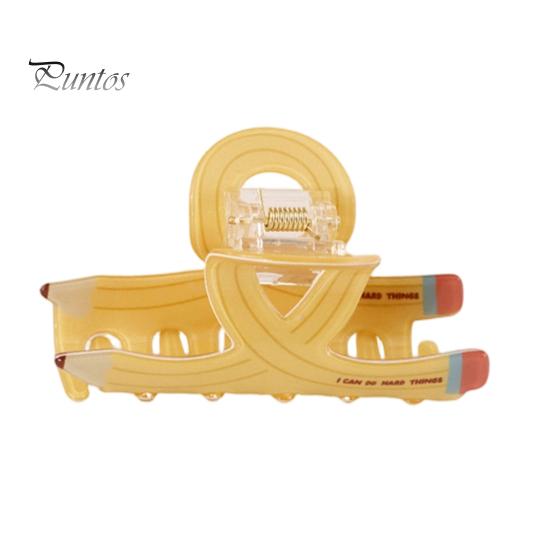 Scissors Rulers Design Hair Claw Thick Built-in Spring Claw, Transparent Soft Acrylic Shower with Office Accessories Curved Anti-Slip Teeth,