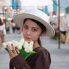 New white woolen top hat for women, British versatile flat top big eaves hat for children, autumn and winter trendy men