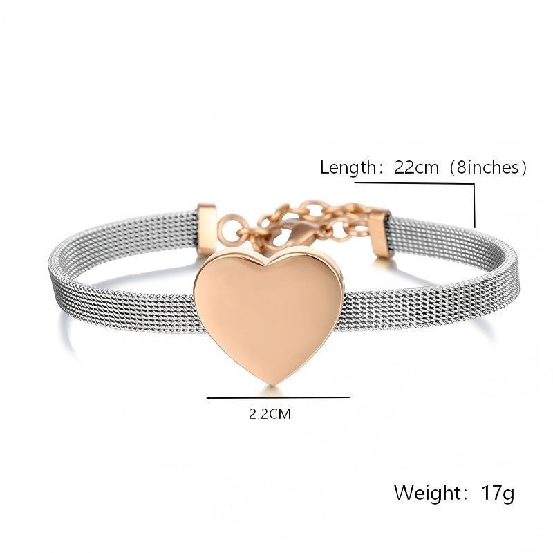 18K Gold Plated Three-Color Heart Mesh Bracelet