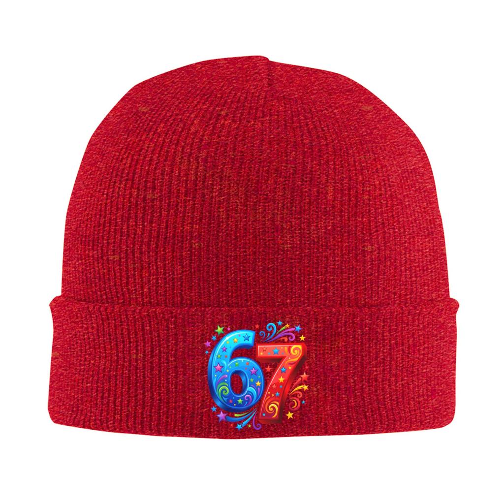 67 Meme six Seven Beanie Hats  Bonnet Hats Female Male Street Outdoor Sport Skullies Beanies Autumn Winter Printed Elastic Caps