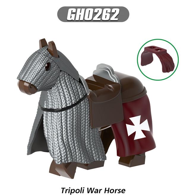 MOC Medeival Knights Horse Building Blocks Crow Wolf Warhorse Eagle Lion Green Dragon Warrior Bricks Toys Kids Gift