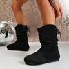 Ein-Schritt-Damen-Nude-Stiefel Modisch Und Lässig Stapelabsatz Elastisch Flach Niedrigschaft Damenstiefel Plissiert Einfarbig Runde Spitze