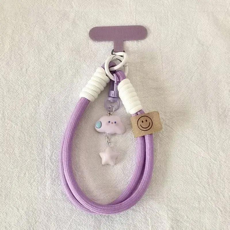 Cute Korean INS Style Mobile Phone Lanyard Short Wrist Strap Clouds Star Charm Keychain Lanyard Universal Phone Case Lanyard