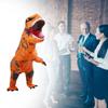 Nafukovací kostým dinosaura T Rex Nafukovací dinosaurus Kostým na foukání pro Cosplay Párty Svatby Velikonoce Vánoce Oranžová Styl pro dospělé 150‑190cm